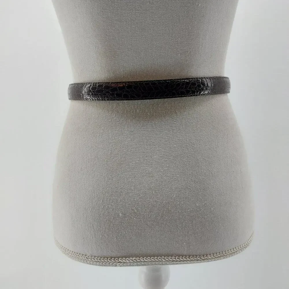 Vintage Brighton Classic Brown Genuine Leather Belt C3708 Silver Tone Buckle